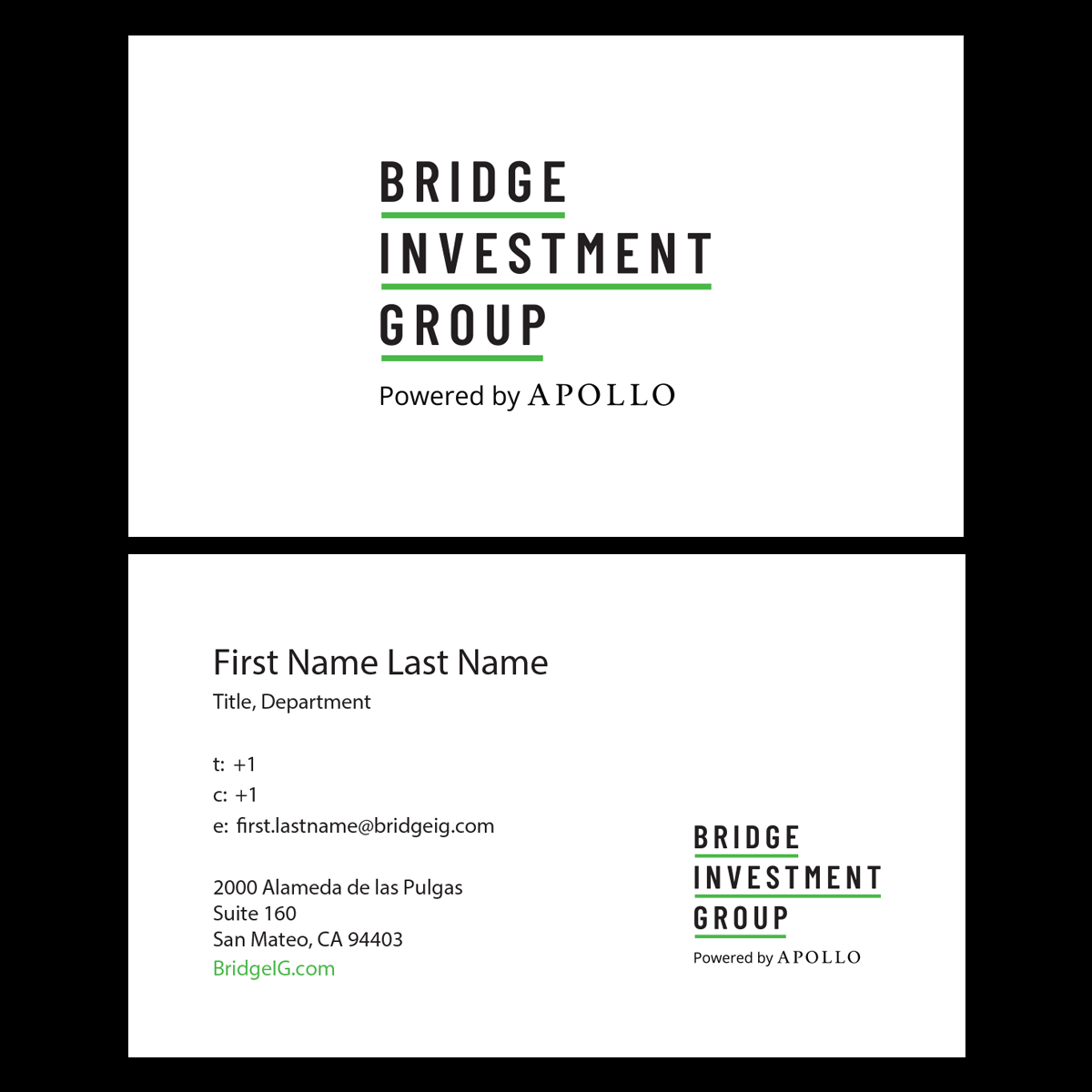 Bridge Investment Group - Business Cards