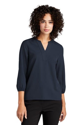 Mercer+Mettle Women's Stretch Crepe 3/4-Sleeve Blouse