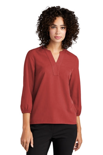 Mercer+Mettle Women's Stretch Crepe 3/4-Sleeve Blouse